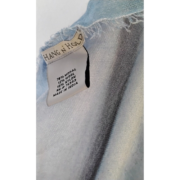 Hang N Hold  Rectangle Scarf Shawl Wrap Modal Wool Frayed Borders - Picture 8 of 10